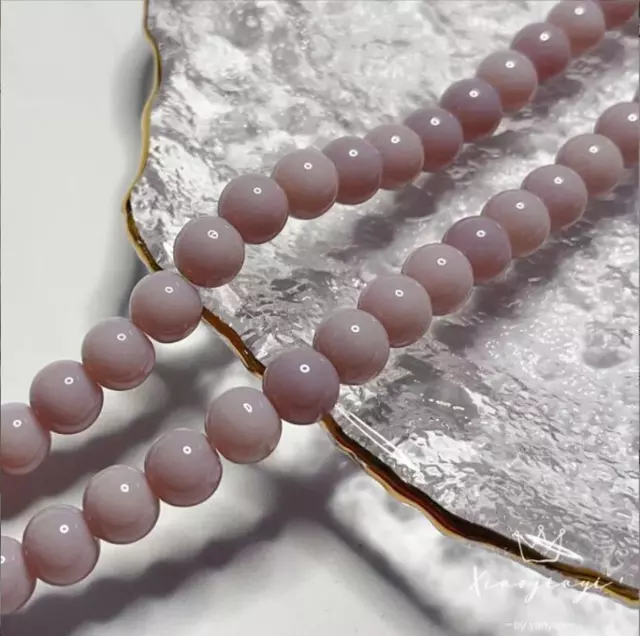 8mm Glass Porcelain Jade Solid Color Light Beads Bracelet