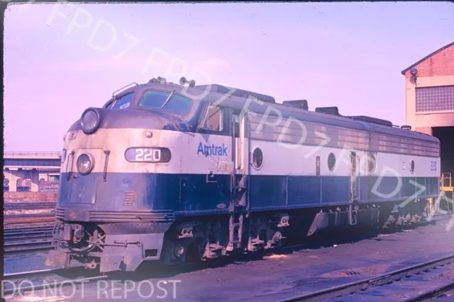 ORIGINAL SLIDE Amtrak E8 ex-RFP 220;Chicago;February 1973