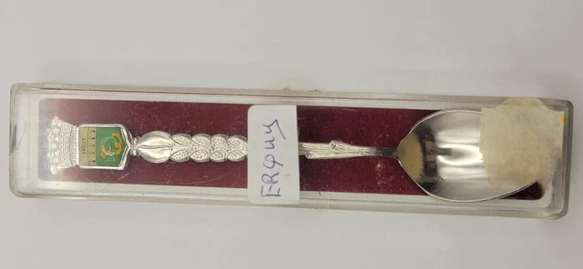 Petite cuillère de collection avec boîte, Blason Azay-le-rideau, Métal