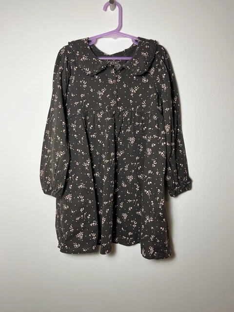 Girls Next Grey Ditsy Floral Tea Dress Size 5-6 Years