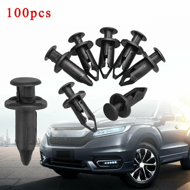 100*-8mm Car Hole Nylon Plastic Rivets Fastener Fender Bumper Push Pin Clips