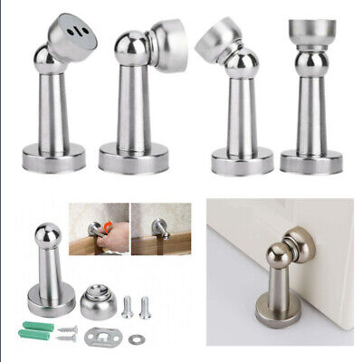 2 Pc Stainless Steel Magnetic Door Stop Stopper Holder Catch Fitting Screws Home