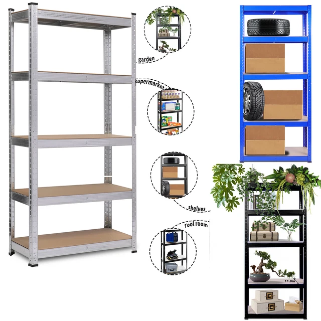 5 Tier Heavy Duty Boltless Metal Racking Shelves Storage Affairs Garage Shelving