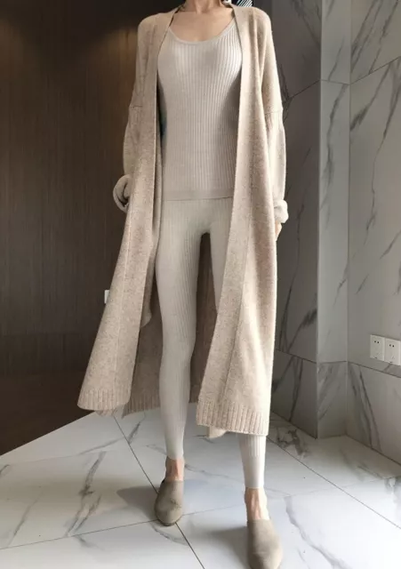 2023 Women's autumn and winter long cashmere knitted cardigan jacket