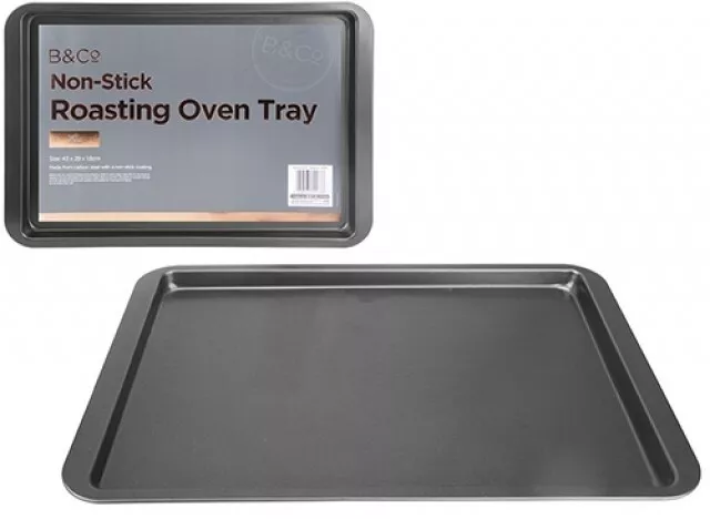 2 x Extra Large 43cm x 29cm Non-stick Metal Rectangle Oven Baking Roasting Tray