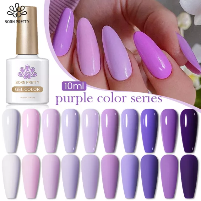 BORN PRETTY 10ml Gel Nail Polish Purple Series Soak Off UV LED  Nail Art Varnish