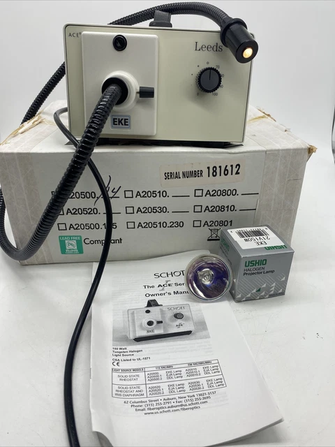 Schott Fostec 20500 ACE Fiber Optic Light Source Guide Lamp EKE Leeds 14