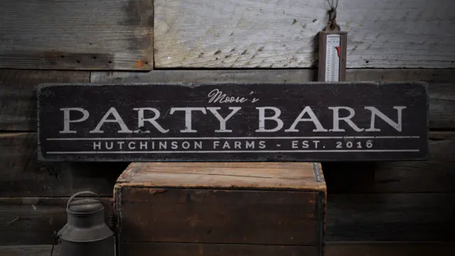 Party Barn, Party Barn Decor, Party - Rustic Distressed Wood Sign