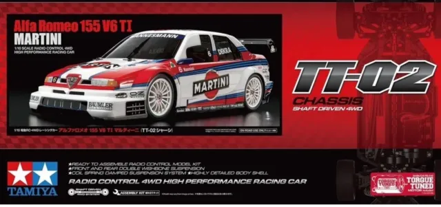 TAMIYA rc ALFA ROMEO 155 V6 TI MARTINI DTM TT02 Complete chassis Kit 58606 1:10