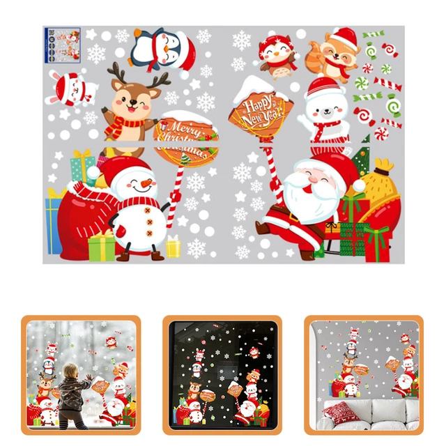 1 juego de pegatinas de ventana de Navidad ventana de vidrio calcomanías de pared tienda ventana