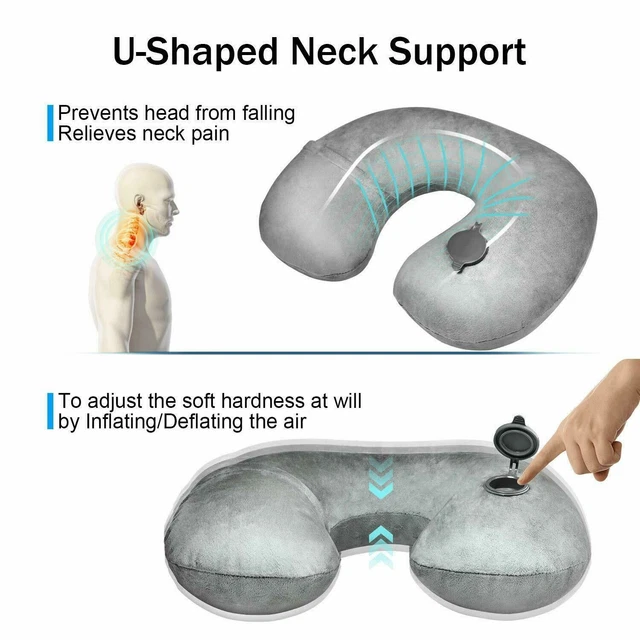 Air Inflatable Neck Support Pillow U Shape Comfort Cushion For Travel Car Flight 4