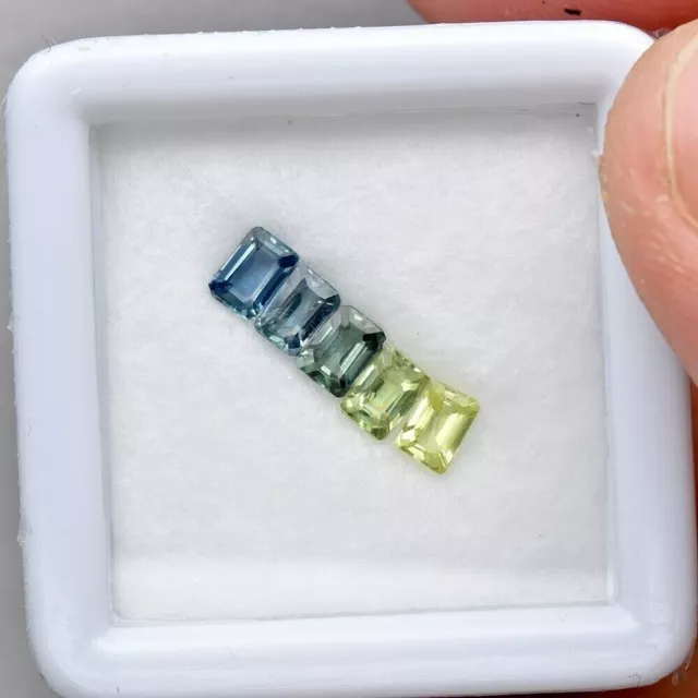 5pcs Lot 1.09ct t.w Octagon Blue-Green Sapphire Thailand, Heated