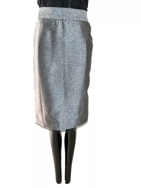 Monique LHUILLIER wool/SILK high Waist EDGY PENCIL SKIRT Silk LINED! size: 2 EUC