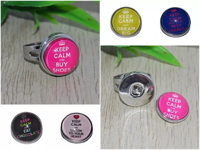 KEEP CALM and... Ring +++ AUSWAHL +++ snap Wechselring Button Druckknopf Glas