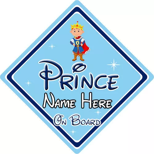 Baby On Board Car Sign - Disney Prince On Board Car Sign - Personalised