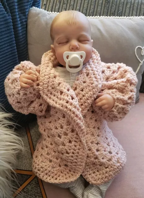 0-3 Months baby girls crochet hand knitted cardigan Pink