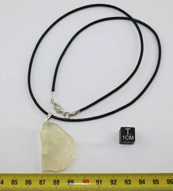 Collana Ciondolo IN Vetro Del Deserto Libico con Foro Impattite (6.75 G - 008) 3