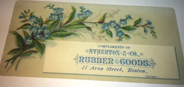 Antique Victorian American Rubber Goods & Toys Advertising Boston, MA Trade Card