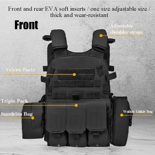Plate Carrier Vest Tactical Vest Nylon Molle WebbedGear Body Armor HuntingCombat 2