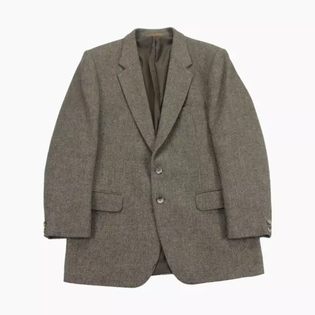 St Michael Tweed Blazer Mens 40 Medium Brown Herringbone Vintage Wool Jacket M&S