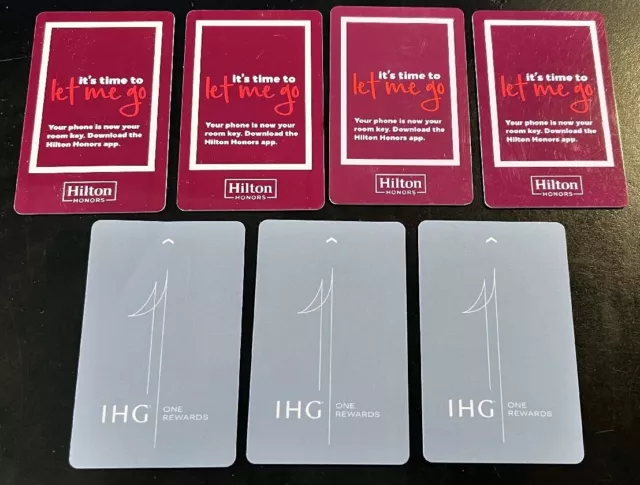7 Used Hotel Key Cards Lot 4 Hilton & 3 Hilton International Time to Let Me Go