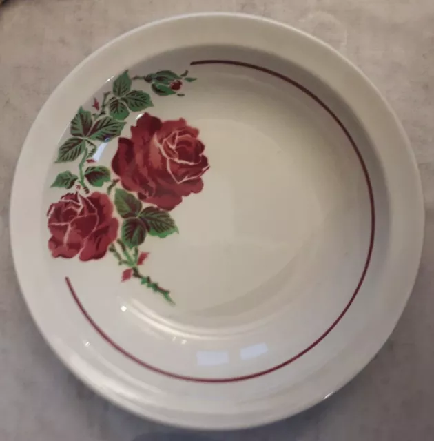 Ancien Plat Rond Creux Faïence k&g Lunéville fleurs rose modèle Yvonne