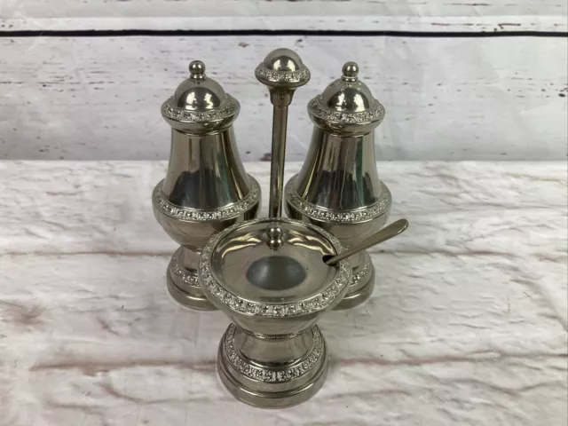 Ianthe Cruet Set Silver Plated On Stand Salt Pepper Condiment