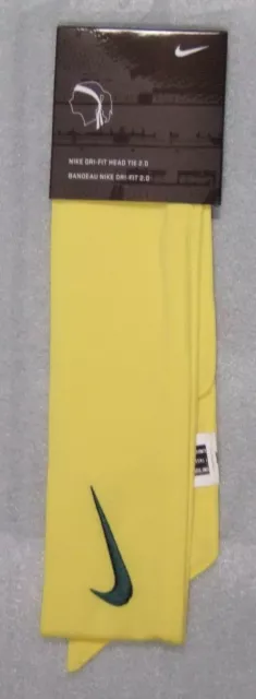 New Womens Nike Head Tie Dri Fit 2.0 Yellow Headband Tennis Running Basketball