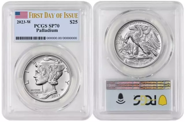 Presale - 2023 W Palladium American Eagle $25 Pcgs Sp70 First Day Of Issue