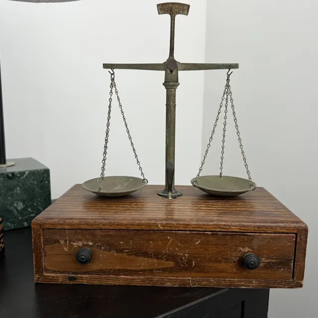 Vintage Apothecary Balance Scale Set With Weights