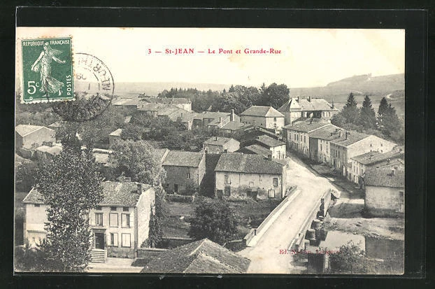 CPA Saint-Jean, le Pont et Grande Rue 1909