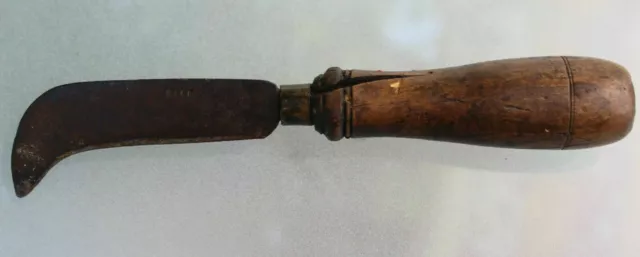 Altes Gärtnermesser / Okuliermesser - Hippe - mit Hartholzgriff - um 1920 - H11