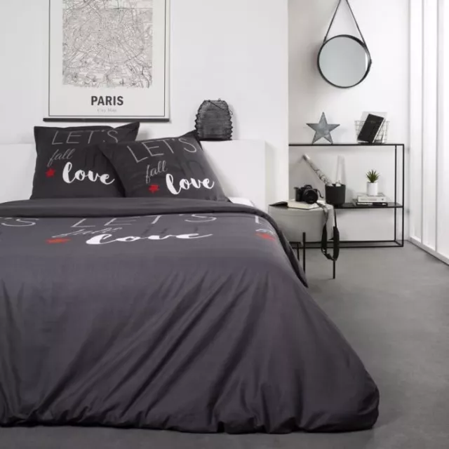 TODAY Parure de lit 240 x 260 cm Coton Love - 2 personnes  - Imprimé Gris