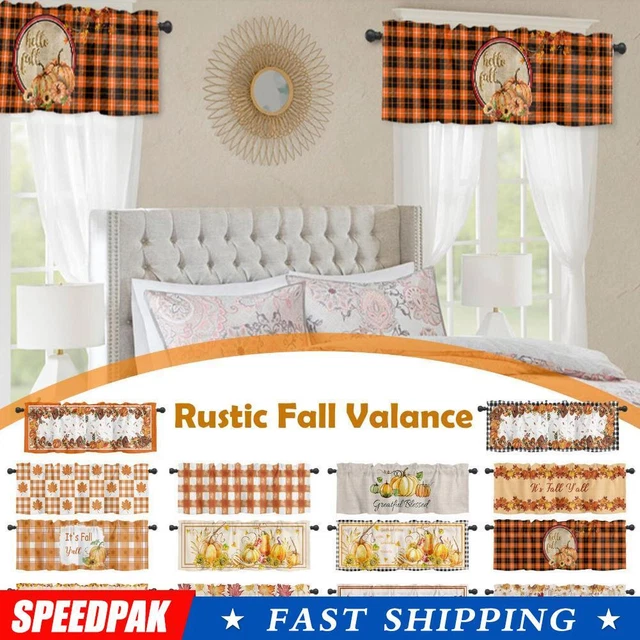Tenda per finestra giallo zucca arancione nera fatta a mano Ringraziamento - X1Q7