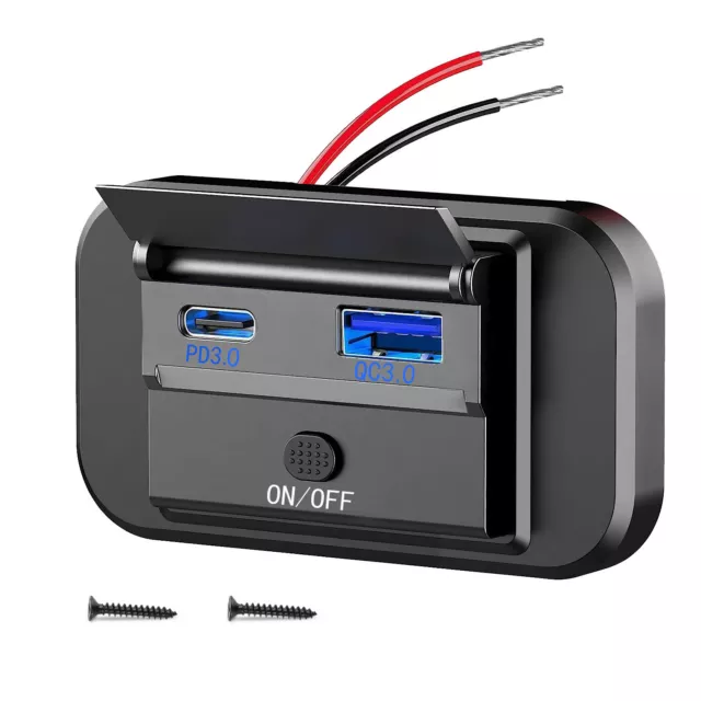 USB C Steckdose 12V/24V 55W PD & QC 3.0 USB KFZ Ladegerät Dose für Auto Boot LKW