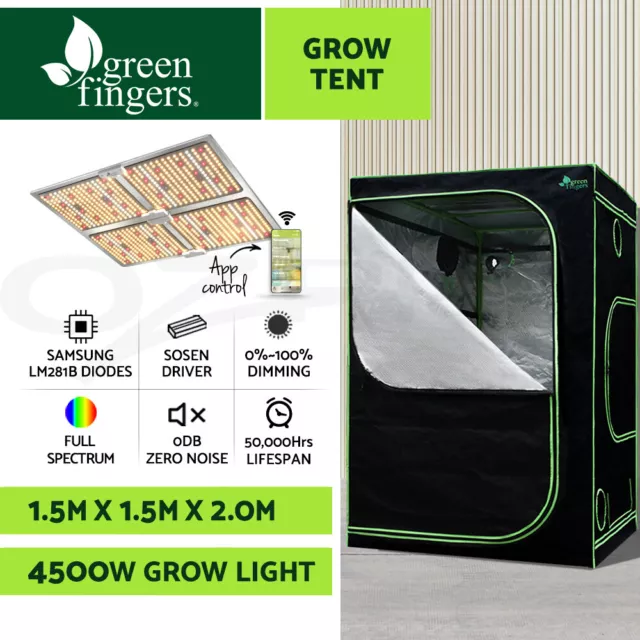 Greenfingers Grow Tent 4500W LED Grow Light Hydroponic Kits System 1.5x1.5x2M