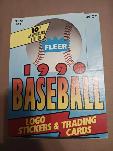 1990 Fleer Baseball Cards Wax Box with 36 Factory Sealed Packs MLB Free Shipping