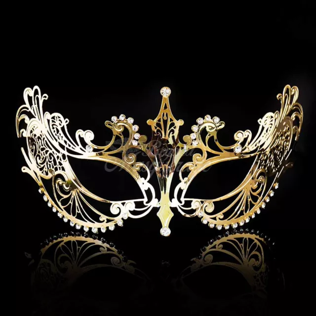 Luxury Metal Mardi Gras Venetian Masquerade Mask for Women M7158 [Gold]