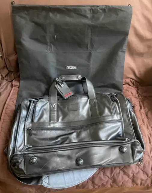 Rare Tumi Alpha XXL Black Napa Leather 21" Carry On Expandable Duffle Bag