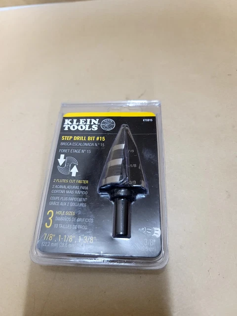 Klein Tools Step Drill Bit #15 KTSB15 High Speed Steel Double Flute