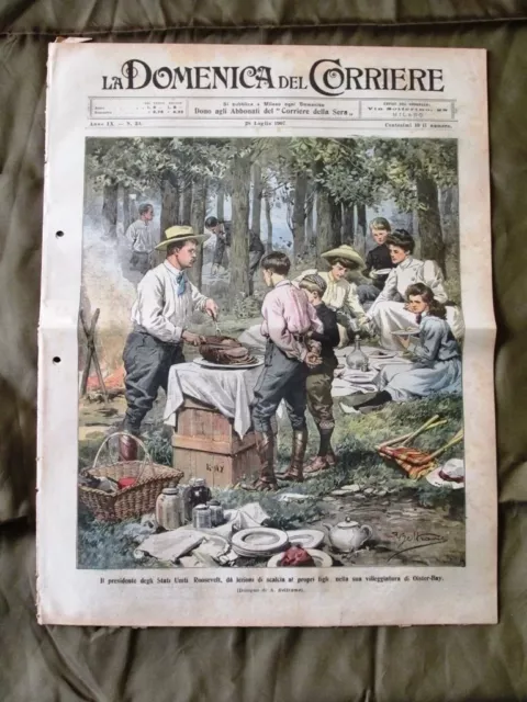 La Domenica del Corriere 28 Luglio 1907 Roosevelt Alpinisti Operai Alto Egitto