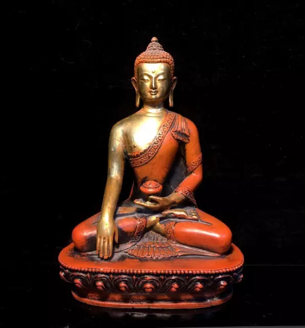22CM Old Chinese Bronze Gilding Statue Buddha CK159