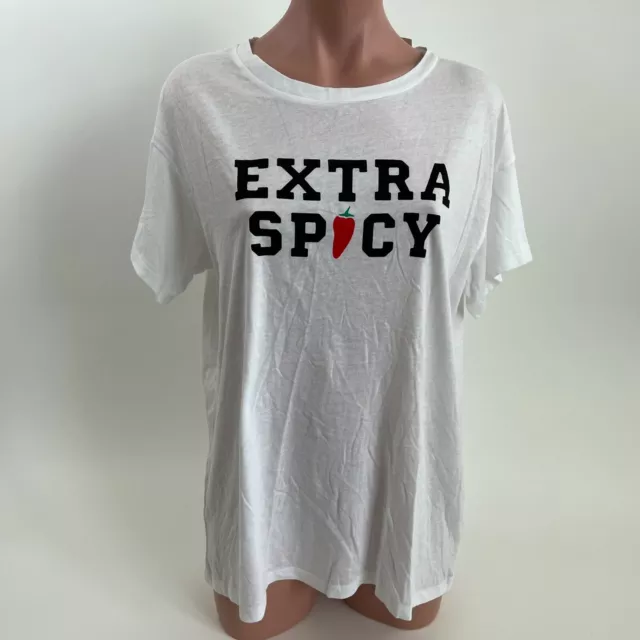 Victoria's Secret PINK Short Sleeve Crew Neck T-Shirt Extra Spicy  White S  NWT