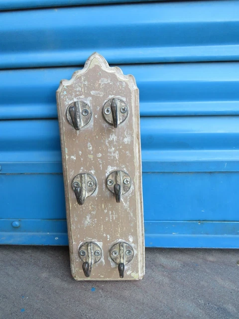 6 Hook in Brass Finish Decorative Wood Wall Hanger Coat Robe Towel, Hat  AD-550