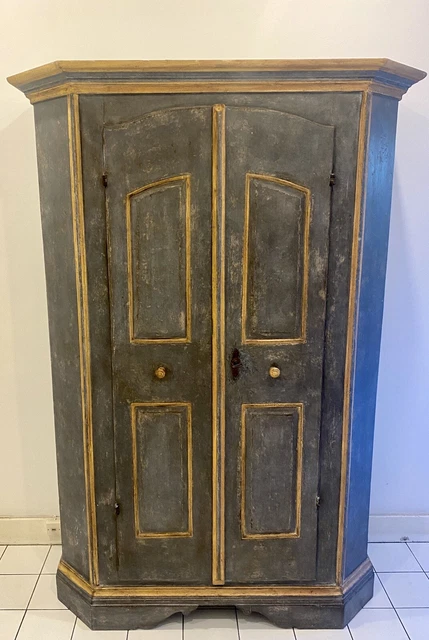 18th Century Blue Painted Armoire / Cupboard