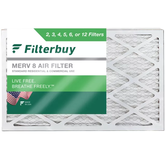 Filterbuy 14x25x1 Pleated Air Filters, Replacement for HVAC AC Furnace (MERV 8)