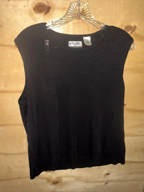 Laura Ashley Woman 2X Black Sleeveless Shell Pullover Top Knit Top Shirt