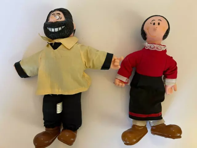 Vintage 1985 Popeye's OLIVE OYL and BLUTO Cloth & Plastic Character Dolls