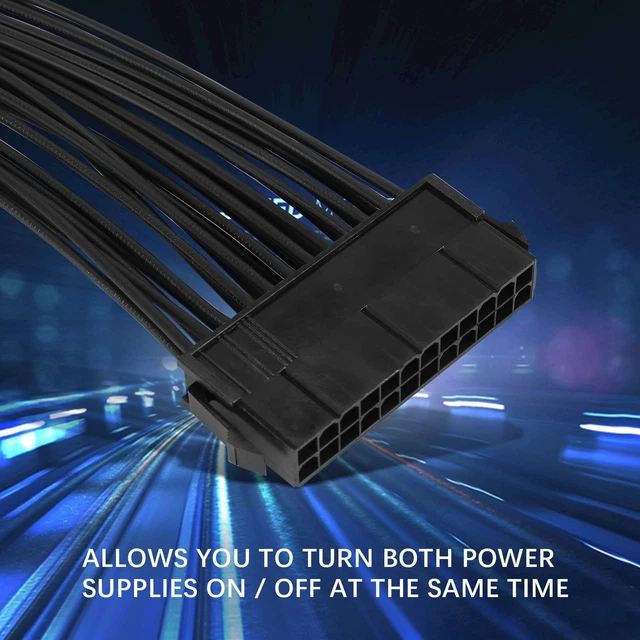 SUPPLY SPLITTER, DUAL PSU Cable Adapter 24 Pin 20+4 Pin ATX ...