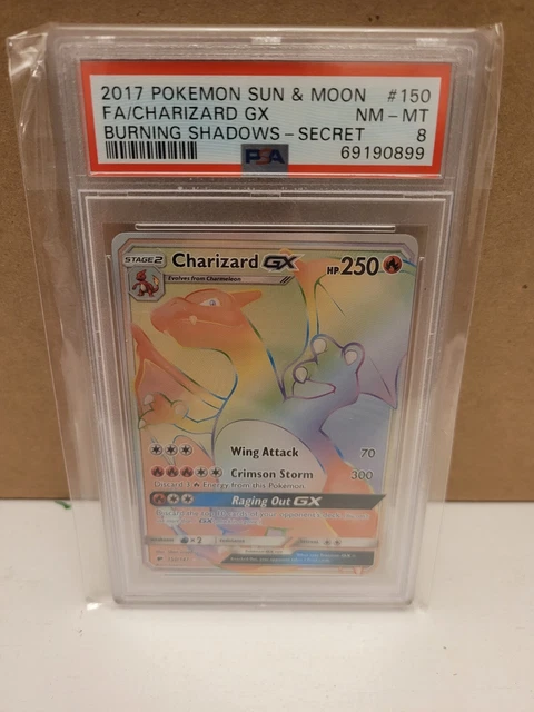 PSA 8 Pokemon Card Charizard GX 150/147 Secret Rare Burning Shadows NM - Mint